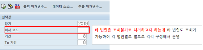 Report Painter 회사코드 권한제어 가능한지?