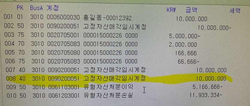 국고보조금자산 매각시 임시계정 이중처리?