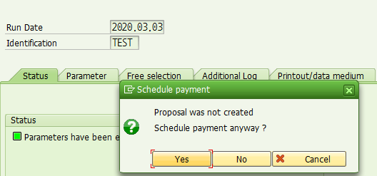 F110에서 Proposal없는 Payment Run을 방지?